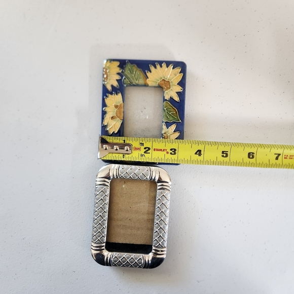 Vintage Eclectic Mini Photo Picture Frame Lot Of 2 Metal Sunflower 1990s Ornate - Picture 3 of 4